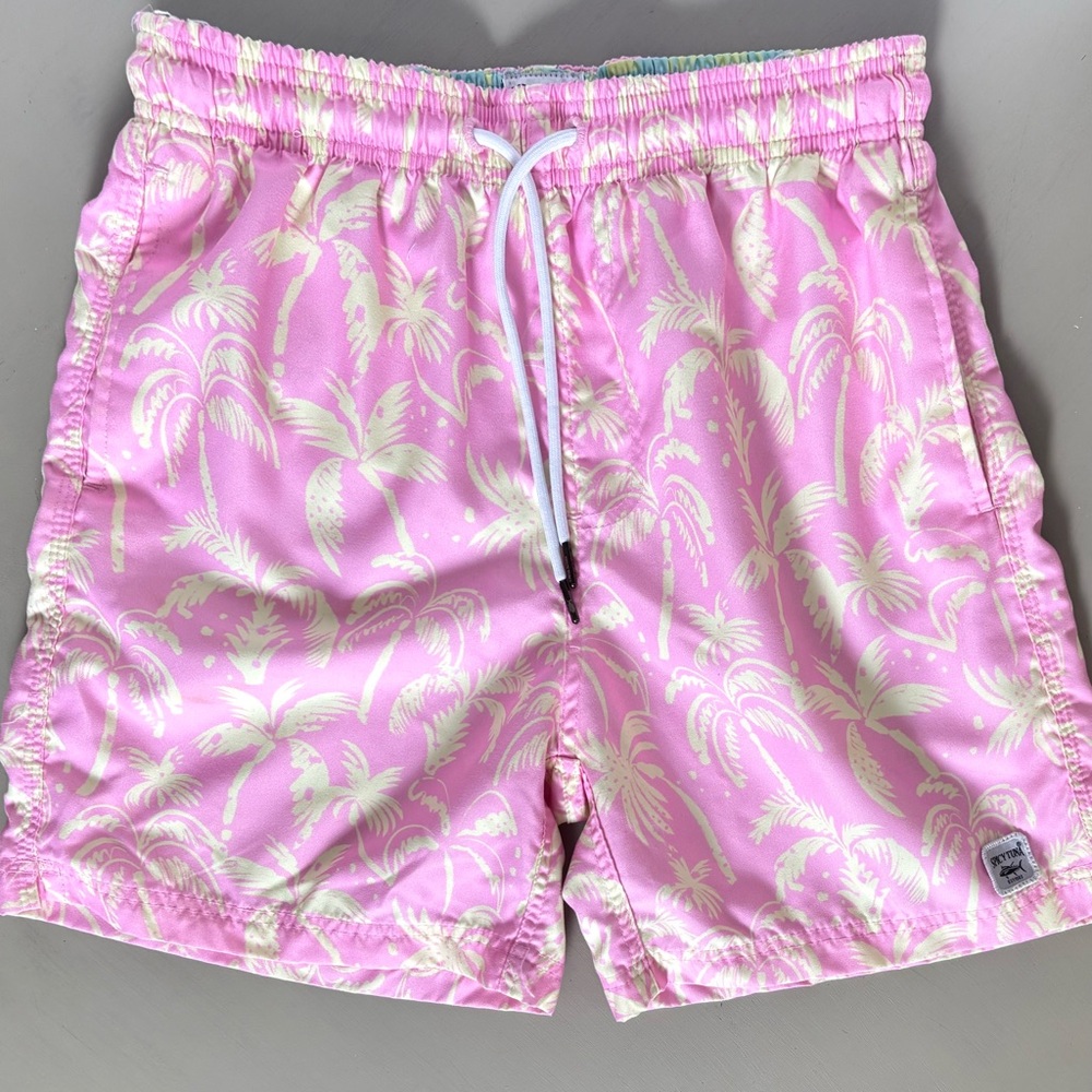 SPICY TUNA Paradise Pink Palm Tree Modern Fit Swim Shorts Swimwear Trunks